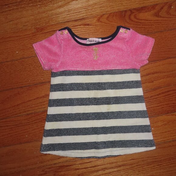 Used Juicy Couture Baby Striped Top with Shoulder Button Detail - Picture 1 of 5